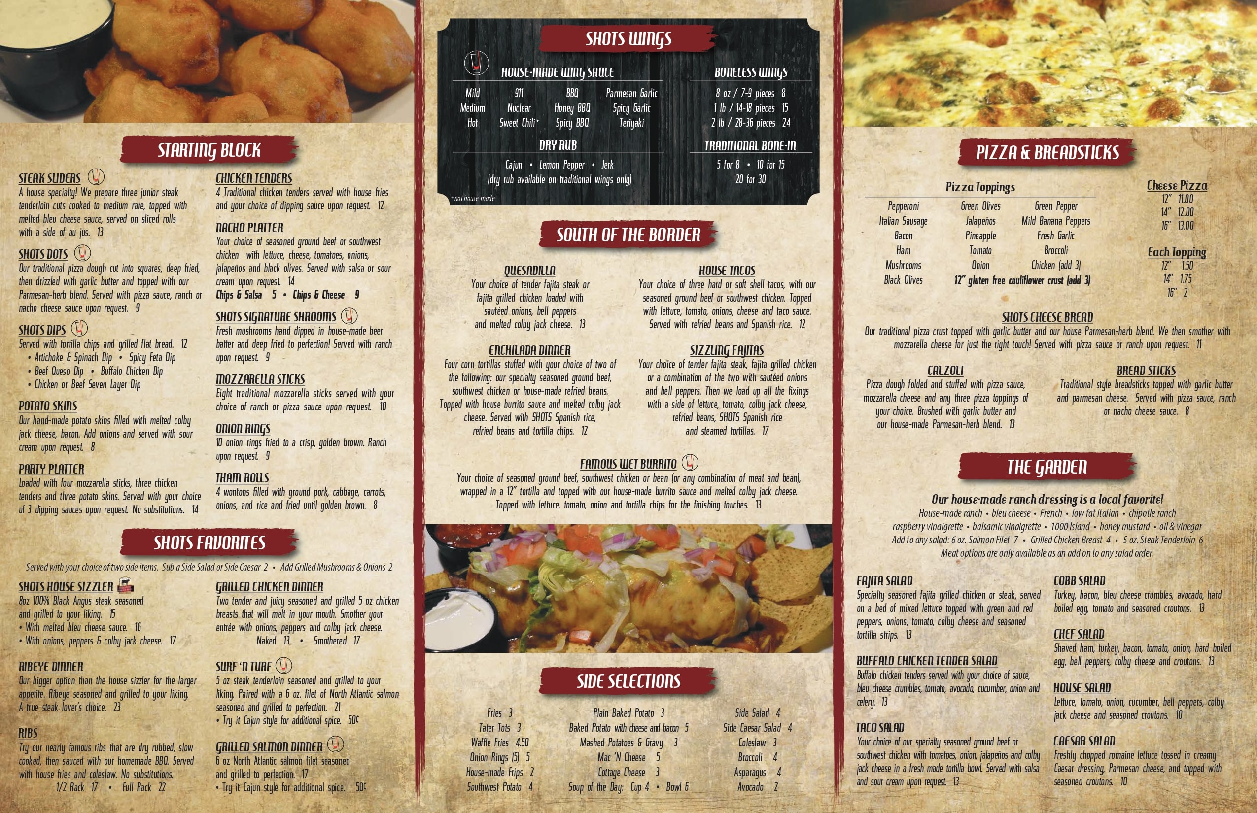 Full Menu Shots On The River