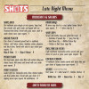 Late Night Menu Belmont, MI Shots On The River